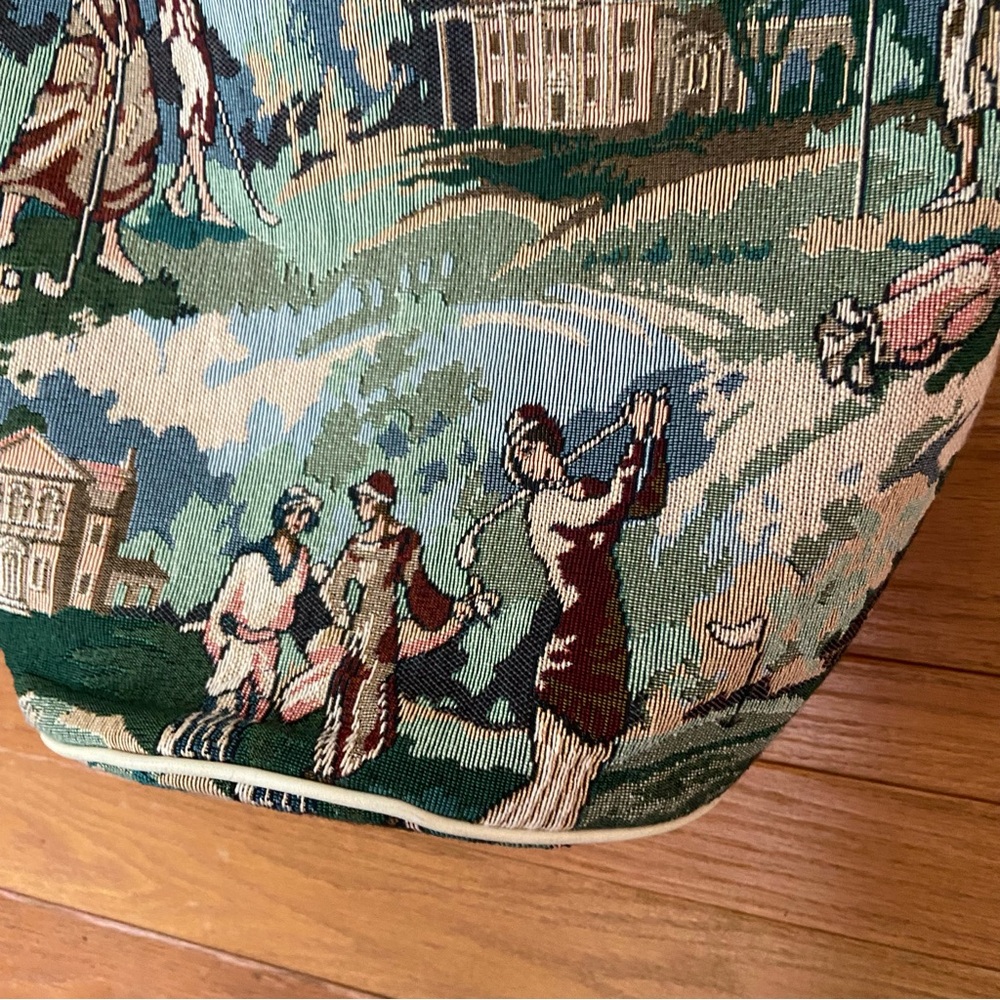 Lenox Tapestry Scene Tote in Green, Blue, Cream - Picture 2 of 6
